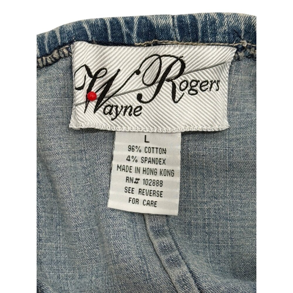 Wayne Rogers Denim Crochet Halter Dress Y2K Womens Size M - Picture 4 of 7